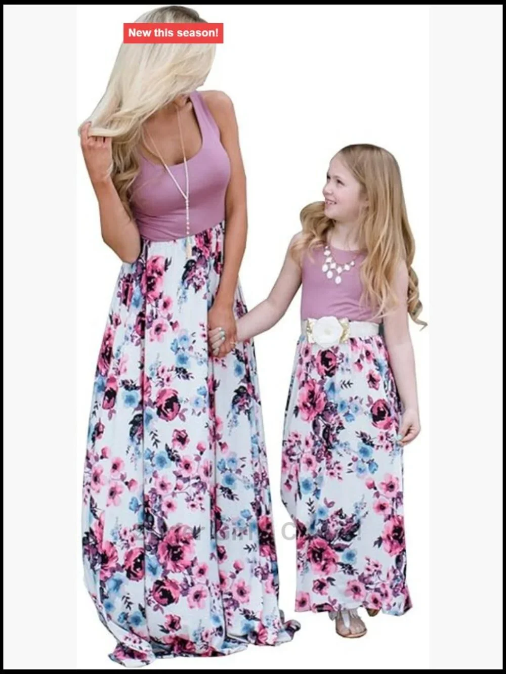 Floral Sleeveless Maxi Dress with Pockets Matching Family Outfits